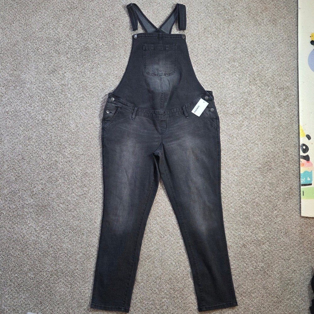 Sonoma Goods For Life Maternity Overalls Black Denim Size L-MAT WM13D010RW6